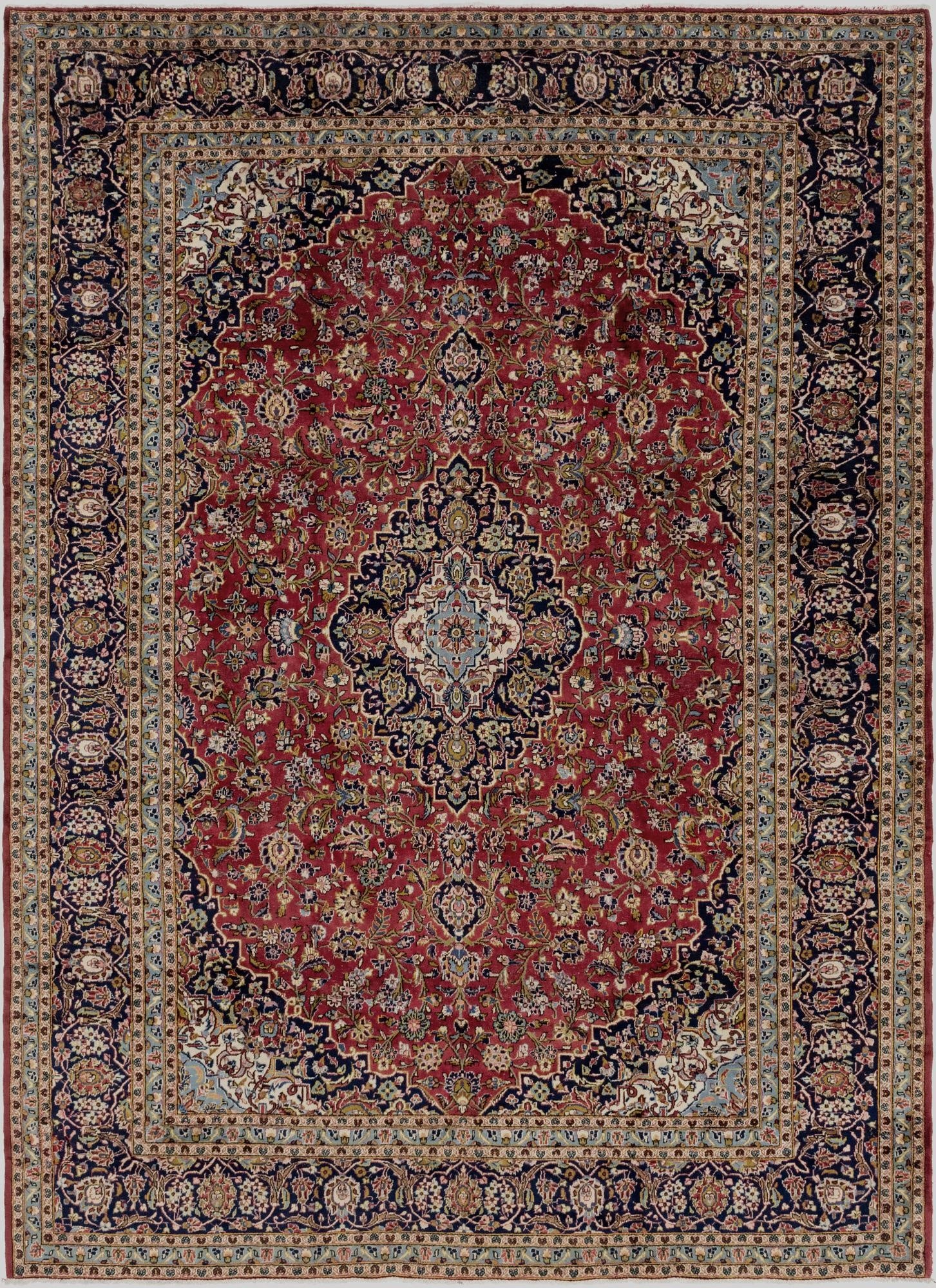 9' 10 x 13' 5  Hand Knotted Kashan Persian Wool Rug