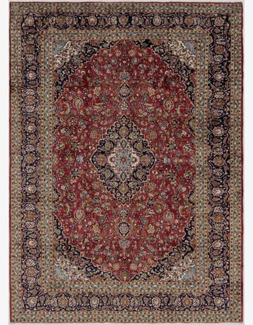 9' 10 x 13' 5 Hand Knotted Kashan Persian Wool Rug