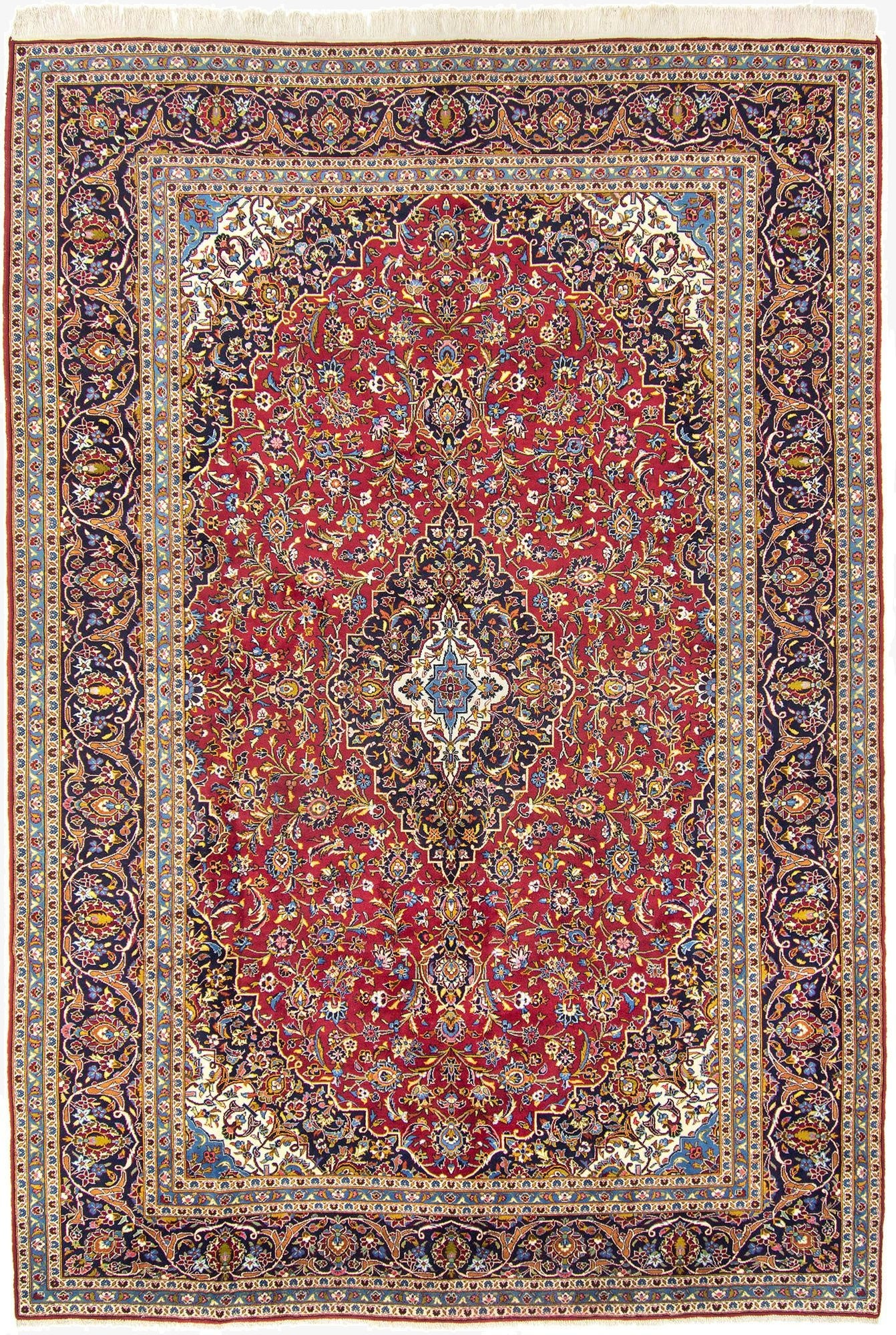 9' 5 x 13' 4  Hand Knotted Kashan Persian Wool Rug