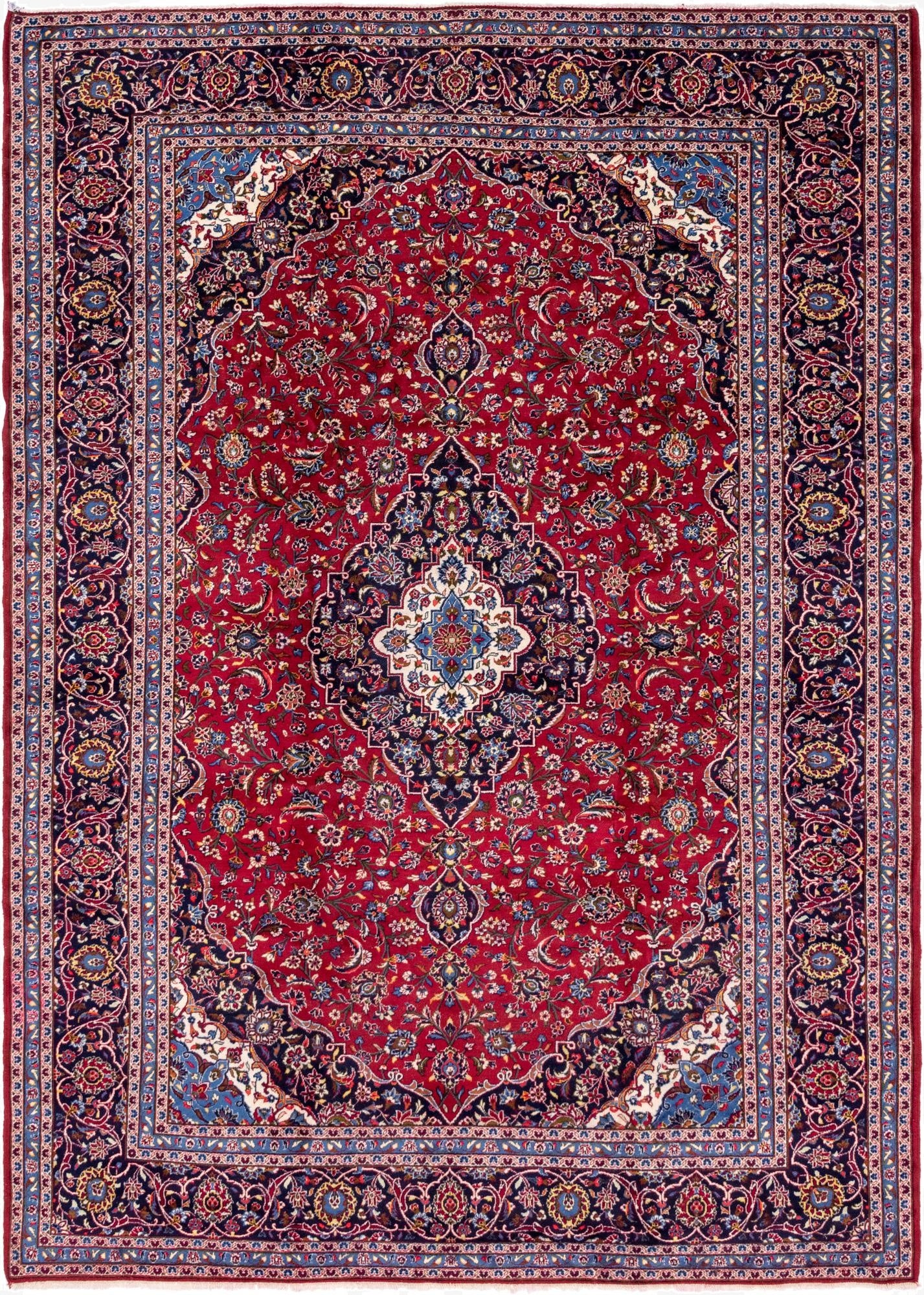 9' 8 x 13' 4  Hand Knotted Kashan Persian Wool Rug