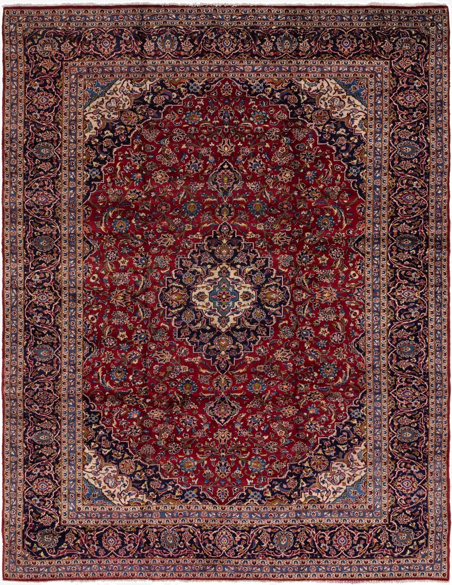 10' x 12' 10  Hand Knotted Kashan Persian Wool Rug
