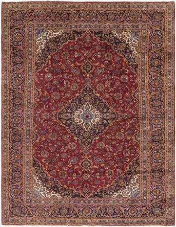 9' 9 x 13' Hand Knotted Kashan Persian Wool Rug