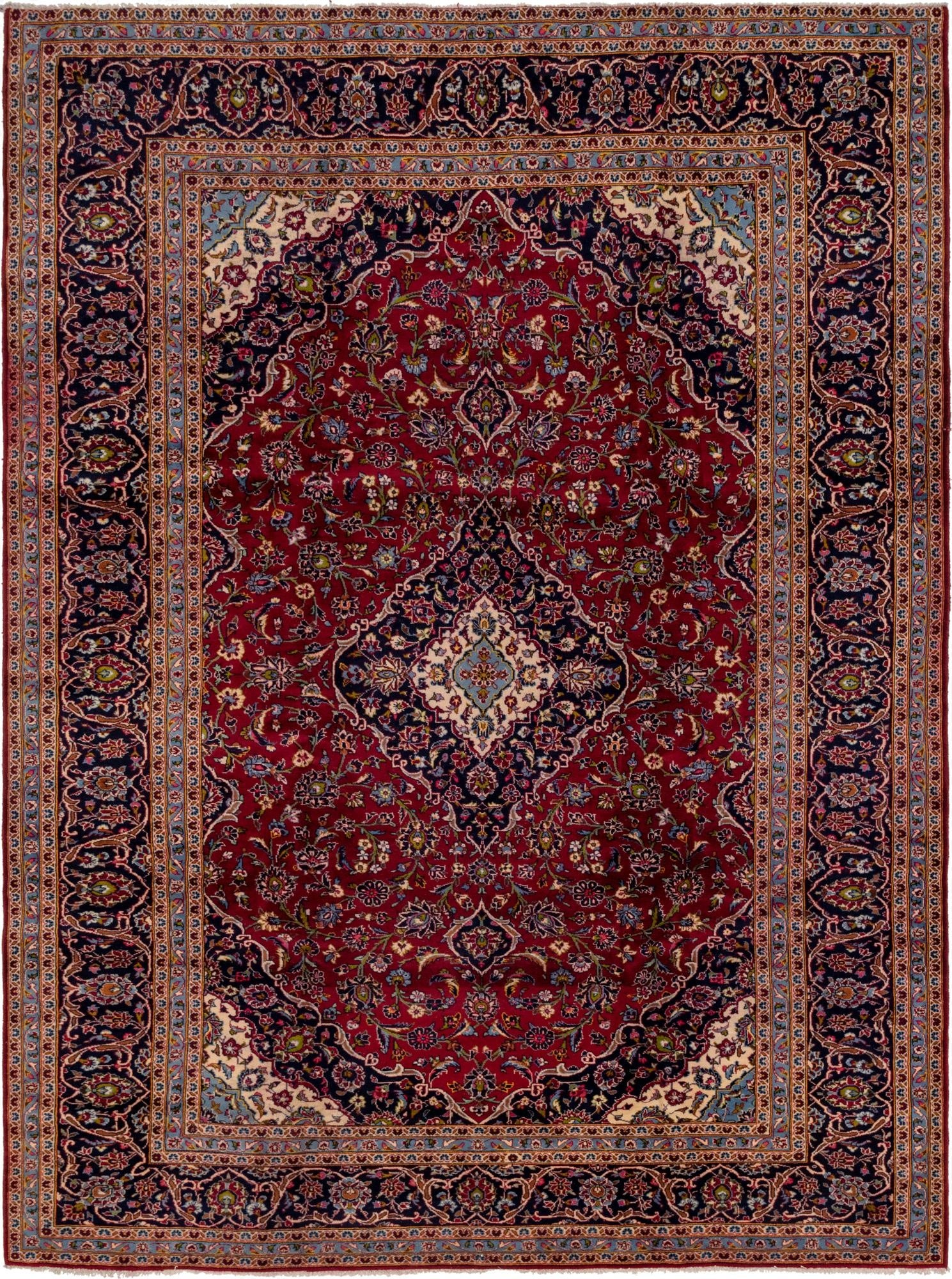 9' 6 x 13'  Hand Knotted Kashan Persian Wool Rug