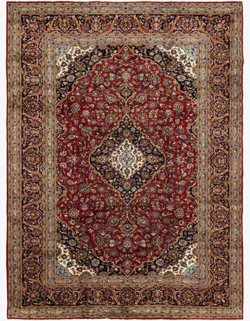 9' 8 x 12' 10 Hand Knotted Kashan Persian Wool Rug
