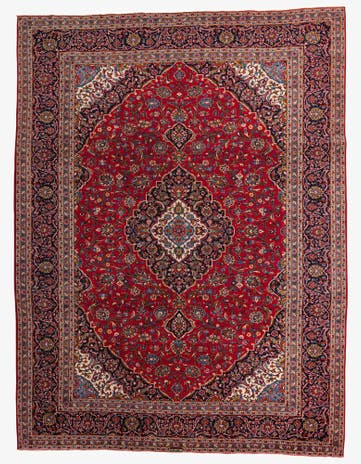 9' 9 x 13' Hand Knotted Kashan Persian Wool Rug