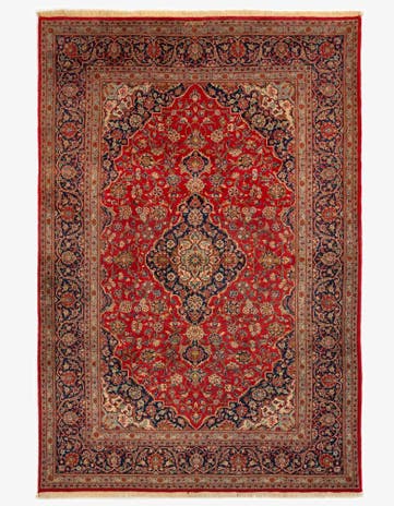 7' 9 x 11' Hand Knotted Kashan Persian Wool Rug