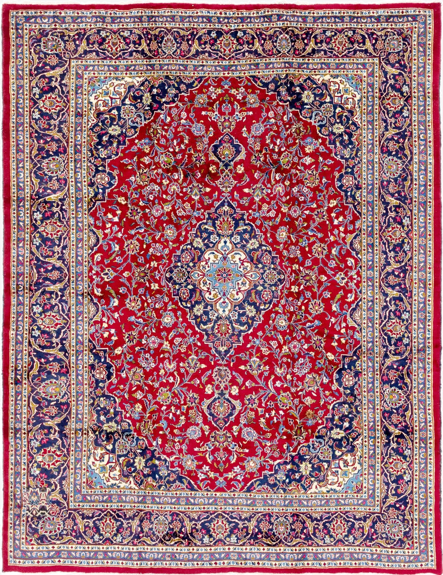9' 10 x 12' 10  Hand Knotted Kashan Persian Wool Rug