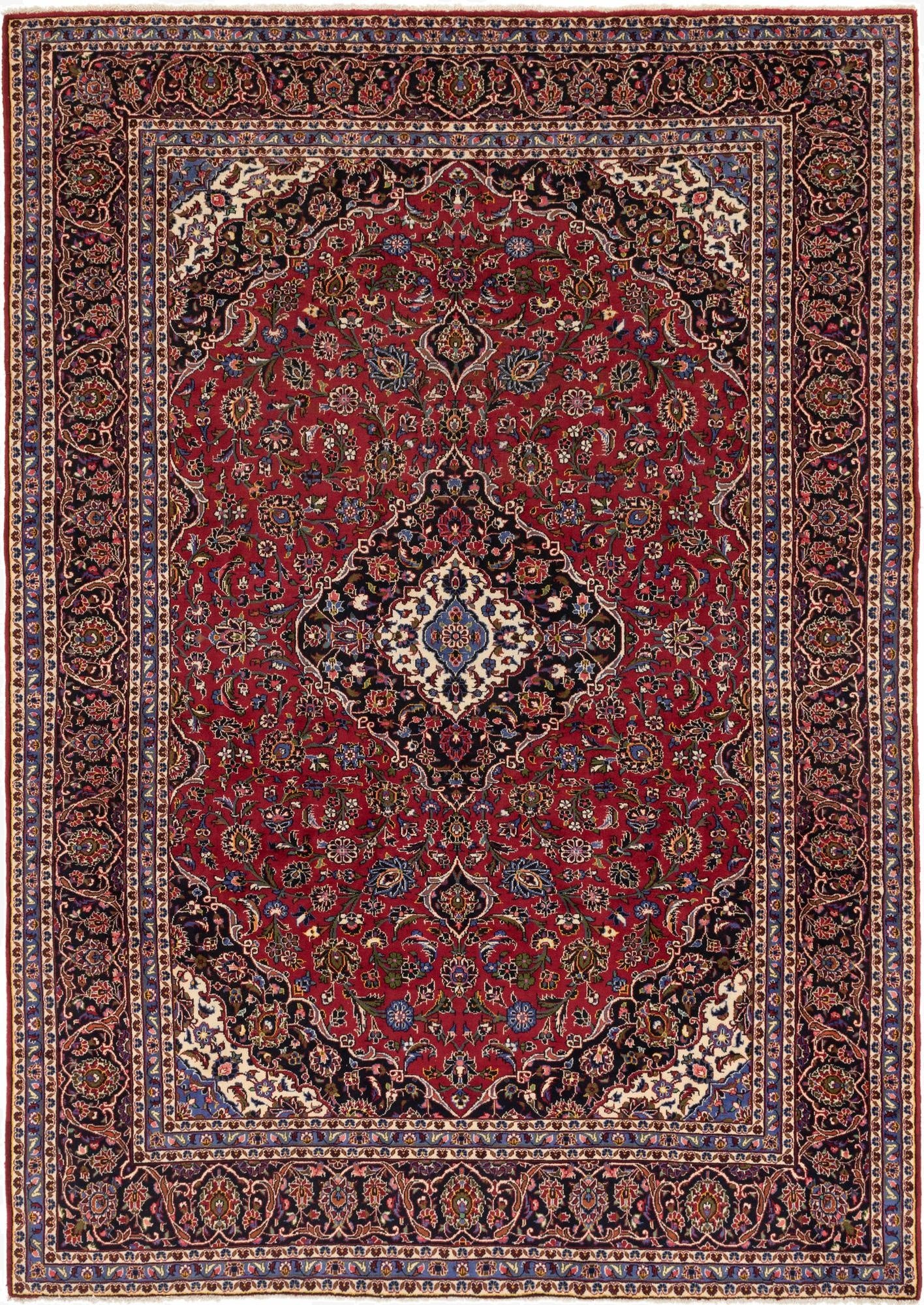 9' 9 x 13' 5  Hand Knotted Kashan Persian Wool Rug