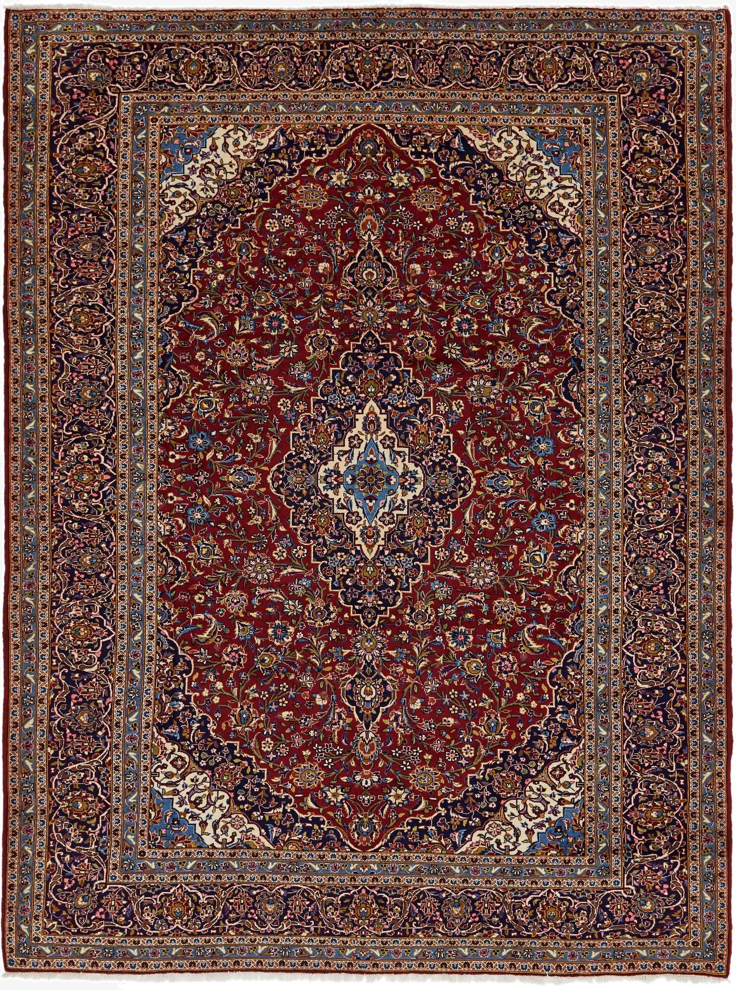 9' 10 x 13' 2 Hand Knotted Kashan Persian Wool Rug