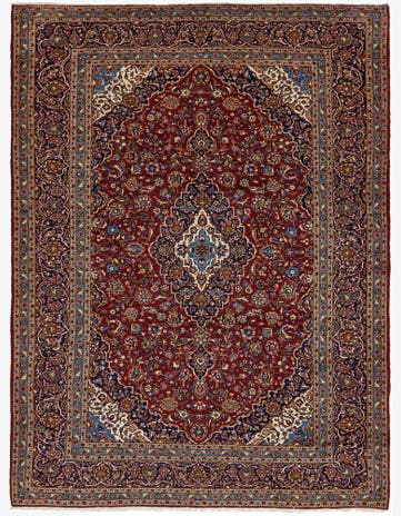 9' 10 x 13' 2 Hand Knotted Kashan Persian Wool Rug