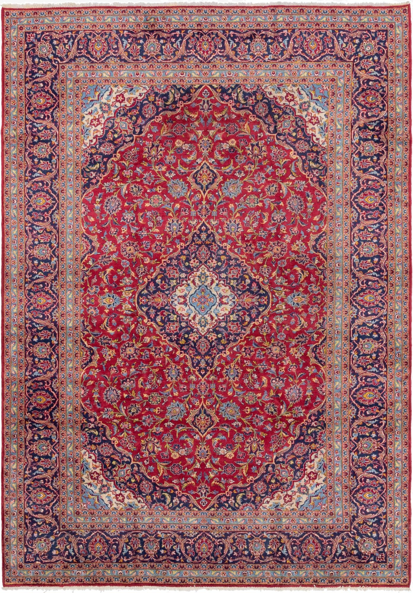 9' 6 x 13' 8  Hand Knotted Kashan Persian Wool Rug
