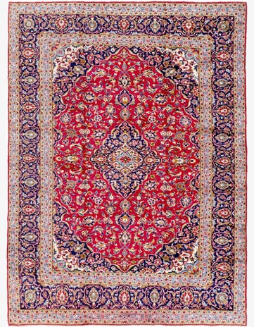 9' 8 x 12' 9 Hand Knotted Kashan Persian Wool Rug
