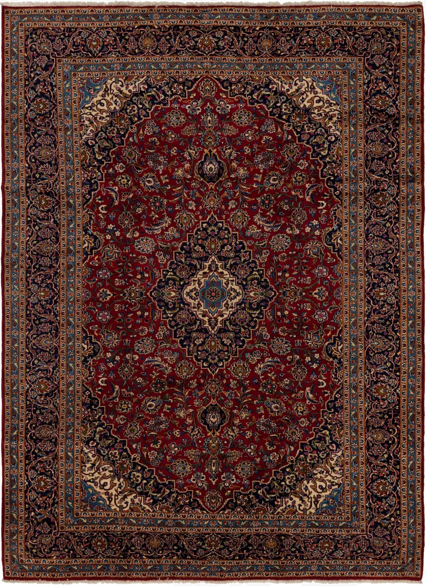9' 8 x 13'  Hand Knotted Kashan Persian Wool Rug
