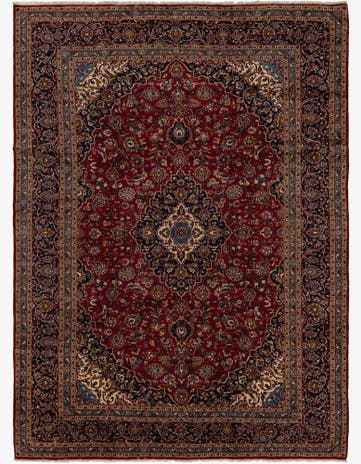 9' 8 x 13' Hand Knotted Kashan Persian Wool Rug