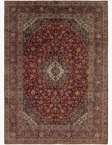 9' 9 x 13' 4 Hand Knotted Kashan Persian Wool Rug