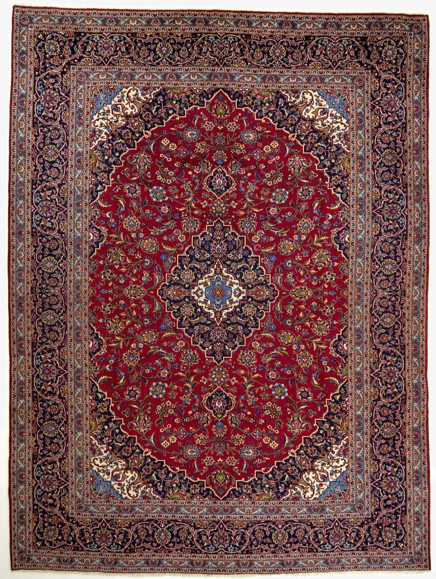 9' 10 x 13'  Hand Knotted Kashan Persian Wool Rug