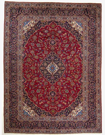 9' 10 x 13' Hand Knotted Kashan Persian Wool Rug