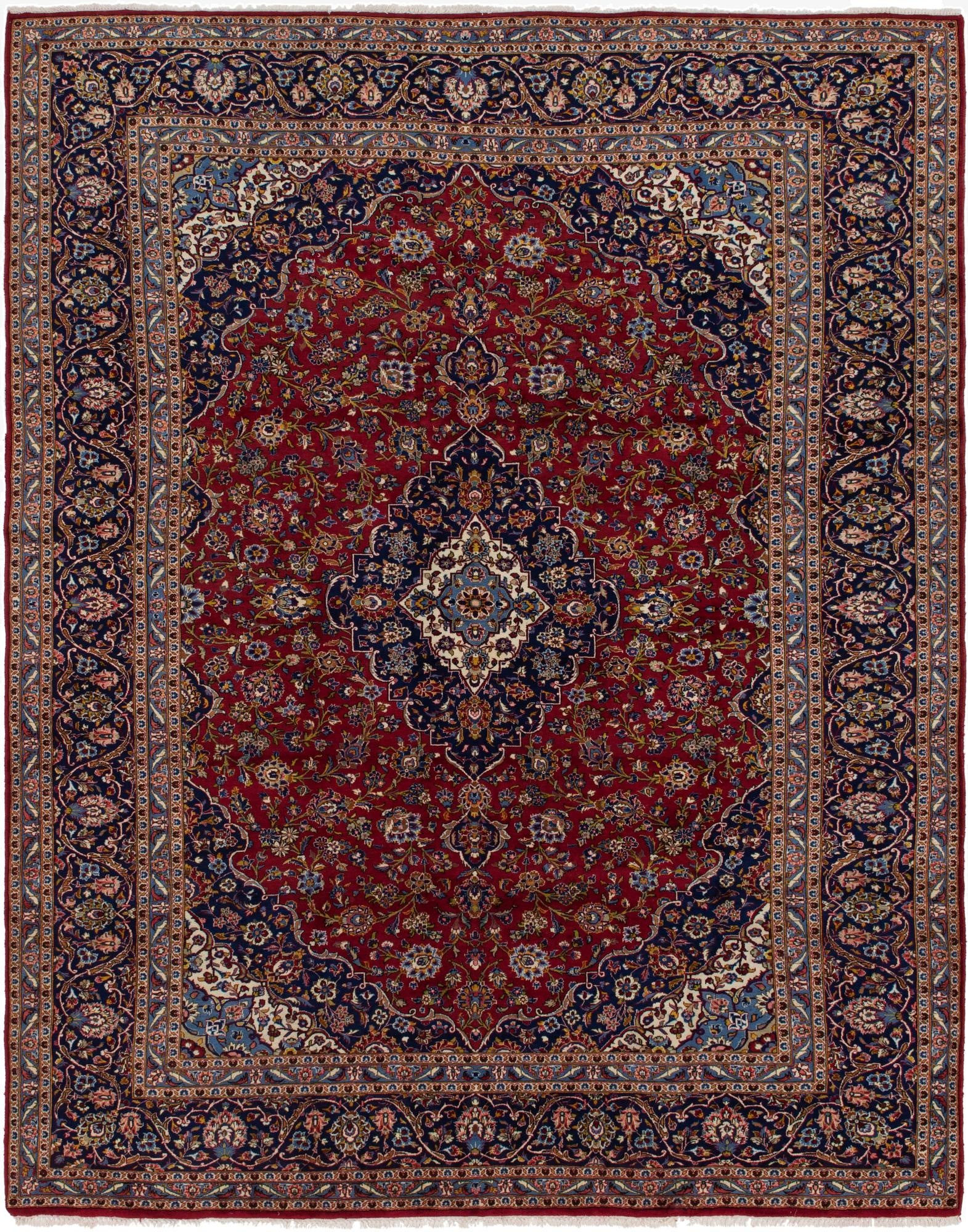 10' x 12' 10  Hand Knotted Kashan Persian Wool Rug