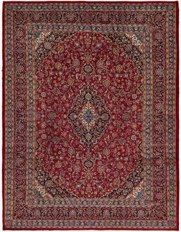 9' 9 x 12' 8 Hand Knotted Kashan Persian Wool Rug