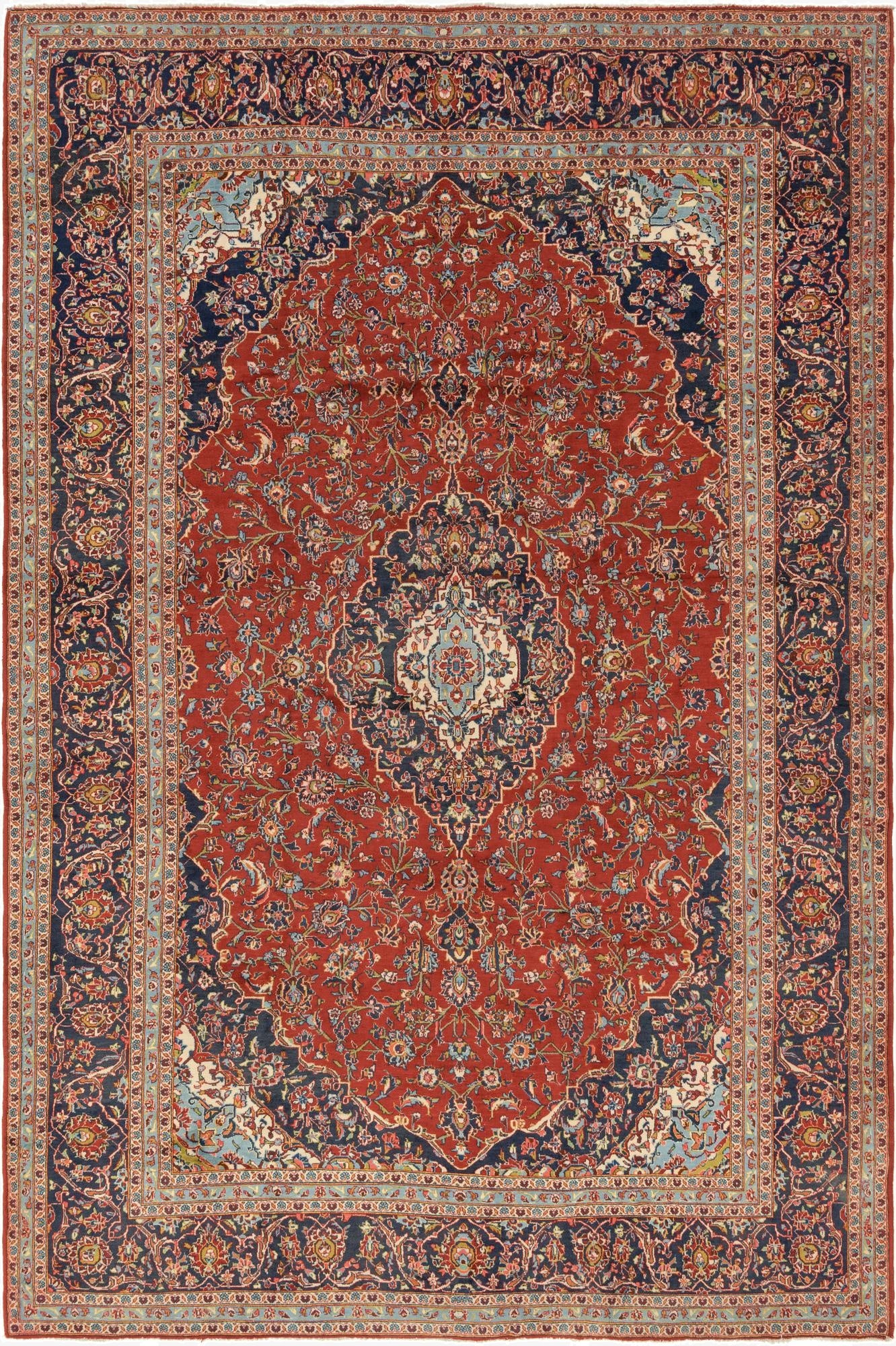 9' 7 x 14' 7  Hand Knotted Kashan Persian Wool Rug