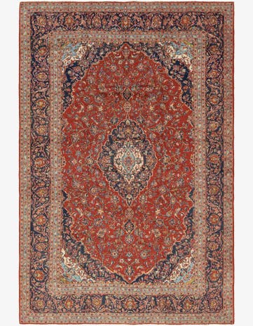 9' 7 x 14' 7 Hand Knotted Kashan Persian Wool Rug