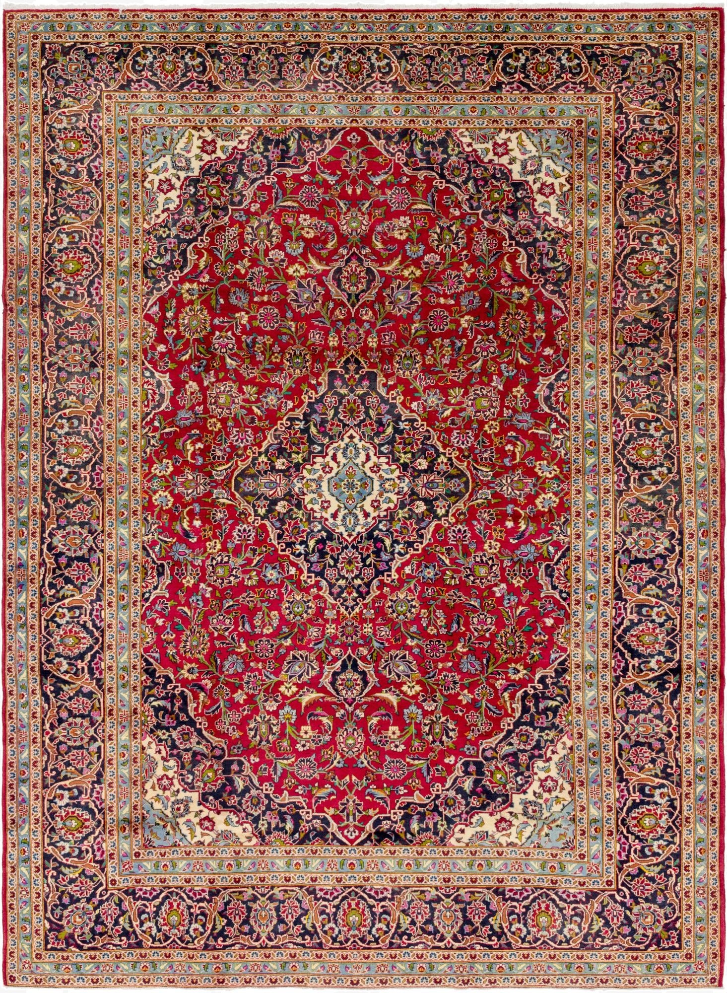 9' 10 x 13' 5  Hand Knotted Kashan Persian Wool Rug