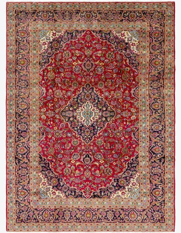 9' 10 x 13' 5 Hand Knotted Kashan Persian Wool Rug