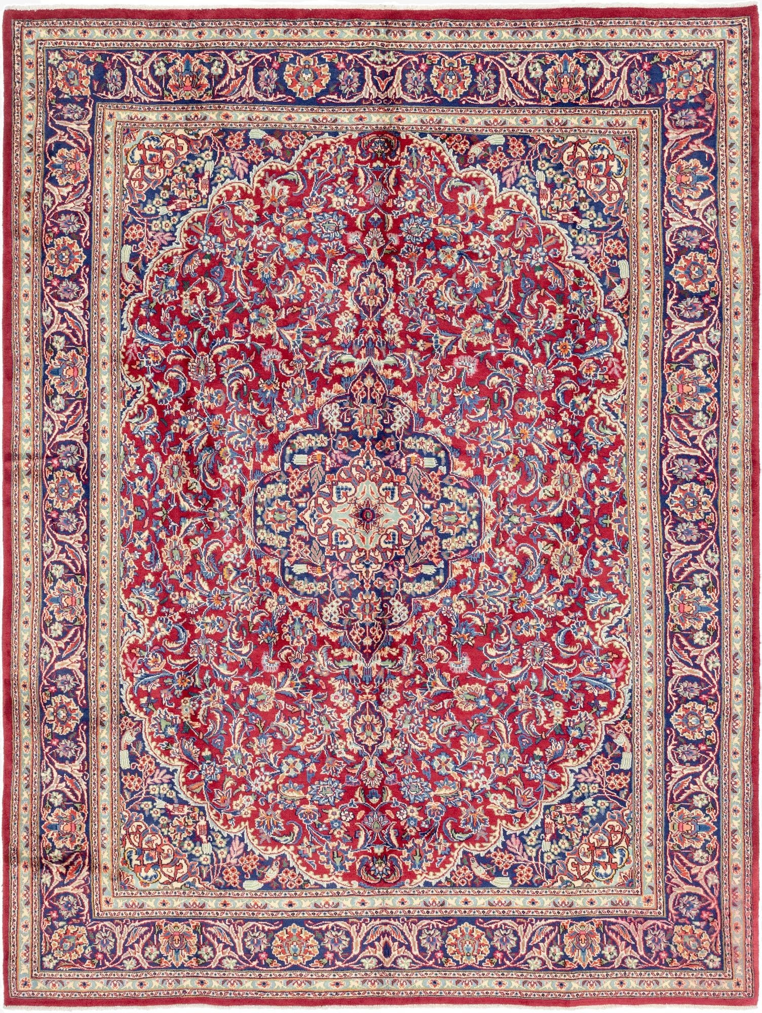 9' 6 x 12' 9  Hand Knotted Kashan Persian Wool Rug
