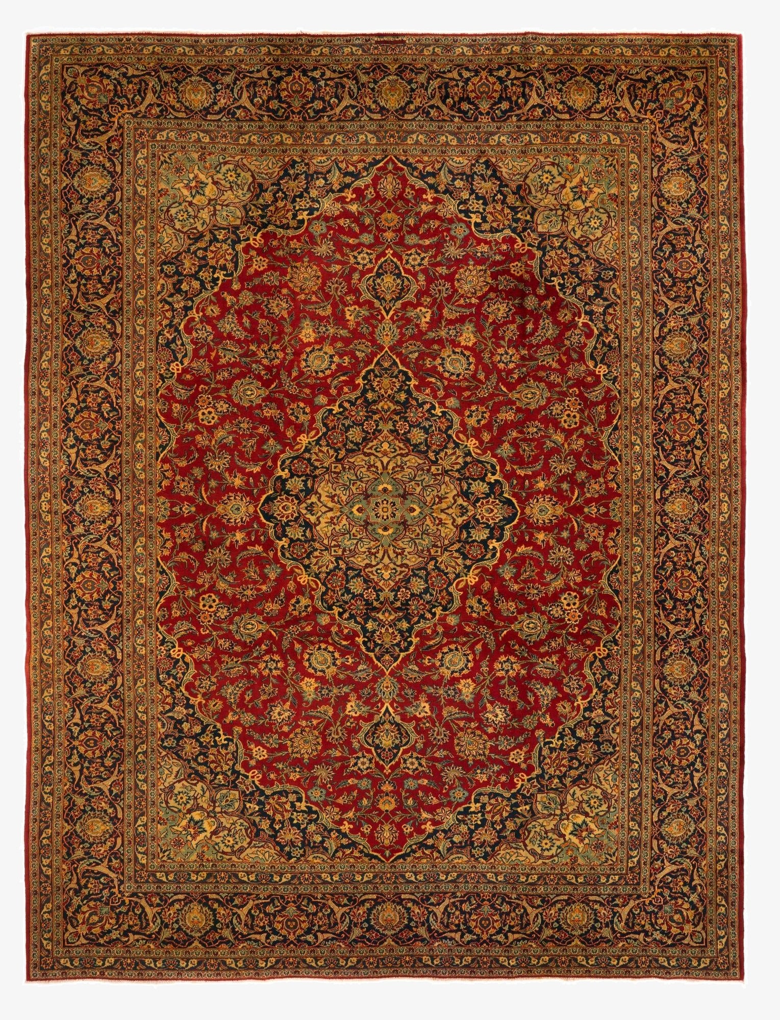9' 8 x 12' 5 Kashan Wool Rug