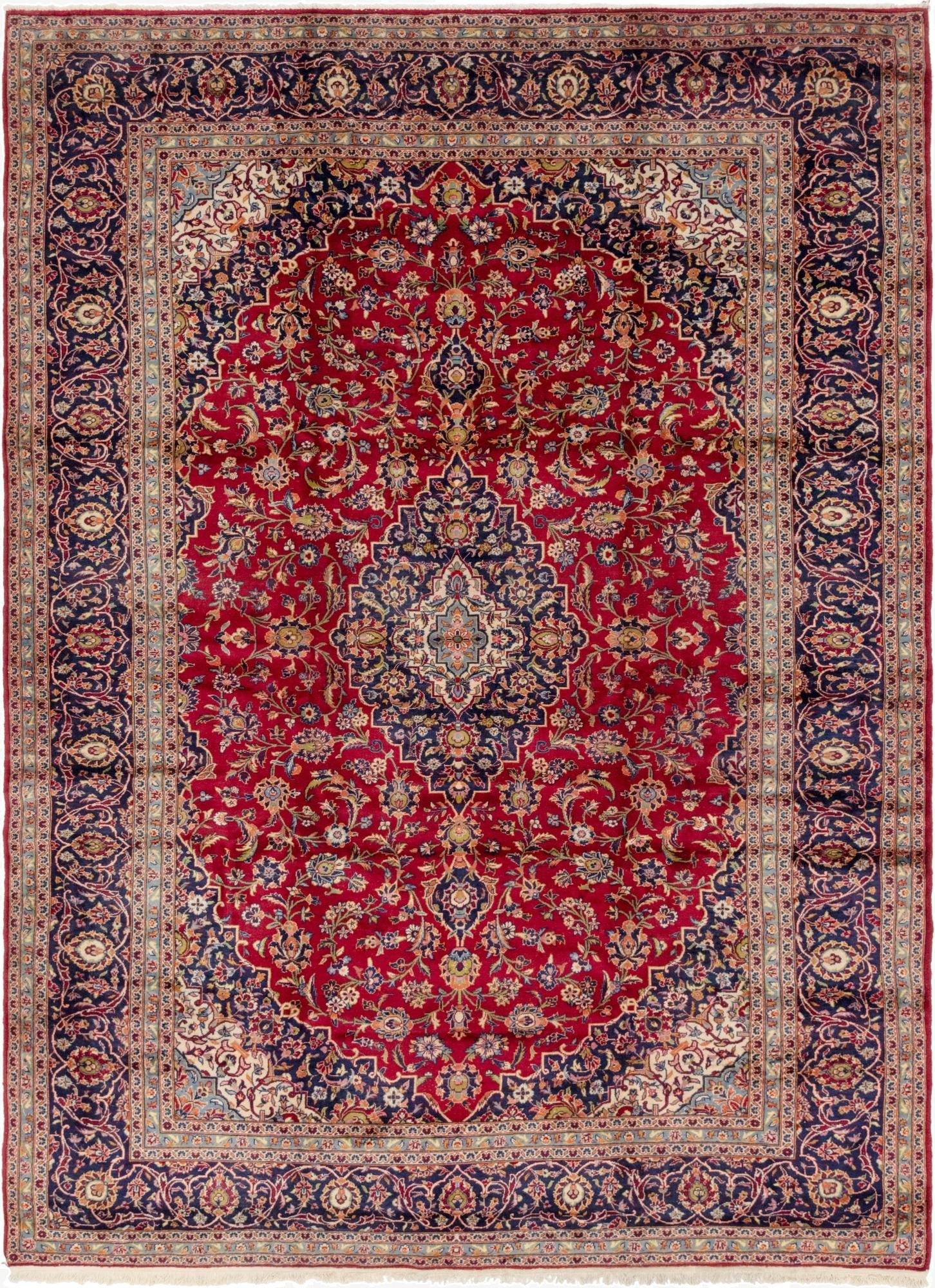 9' 9 x 13' 2  Hand Knotted Kashan Persian Wool Rug