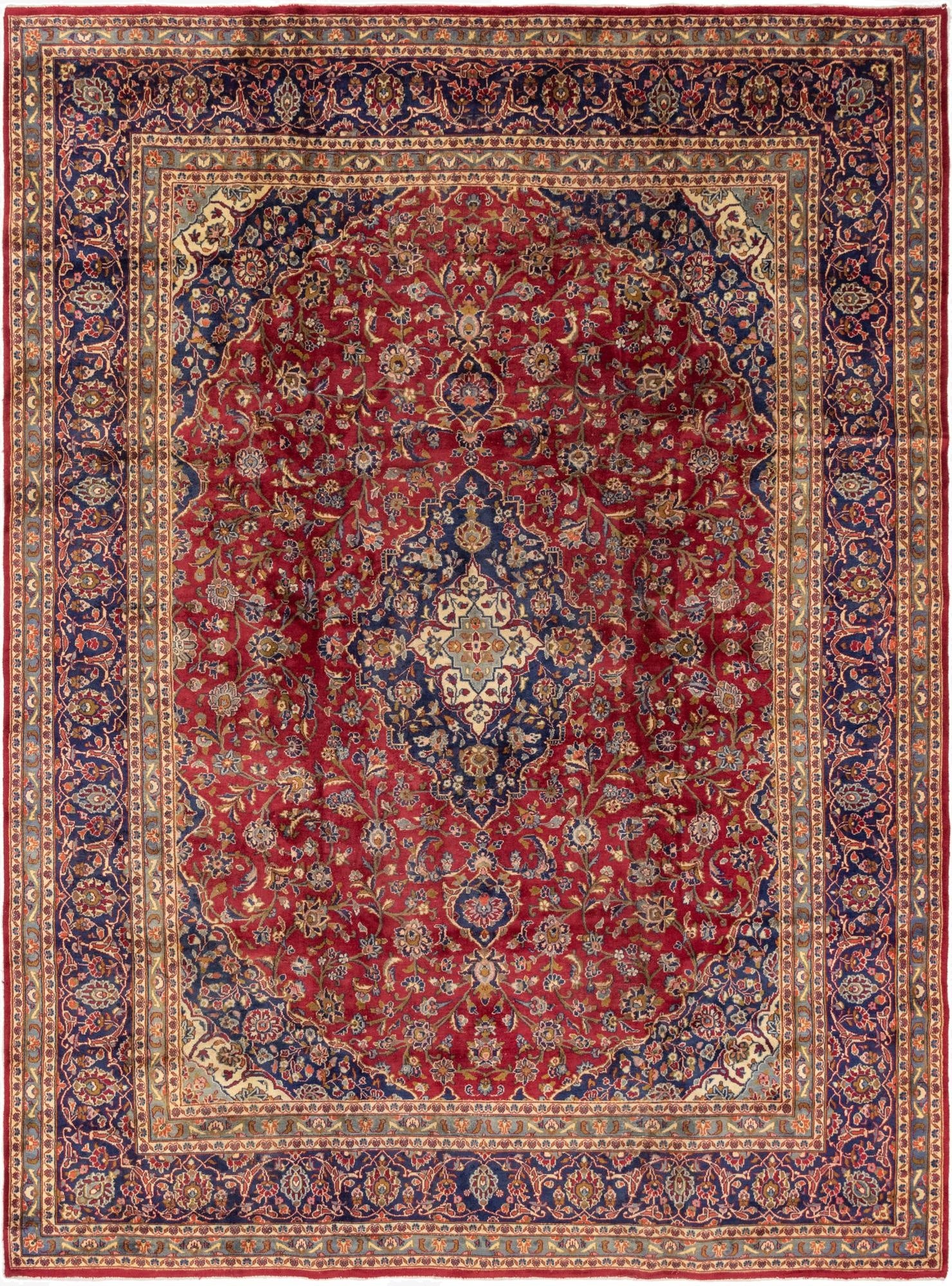 9' 6 x 13'  Hand Knotted Kashan Persian Wool Rug