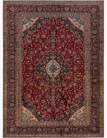 10' x 13' 2 Hand Knotted Kashan Persian Wool Rug