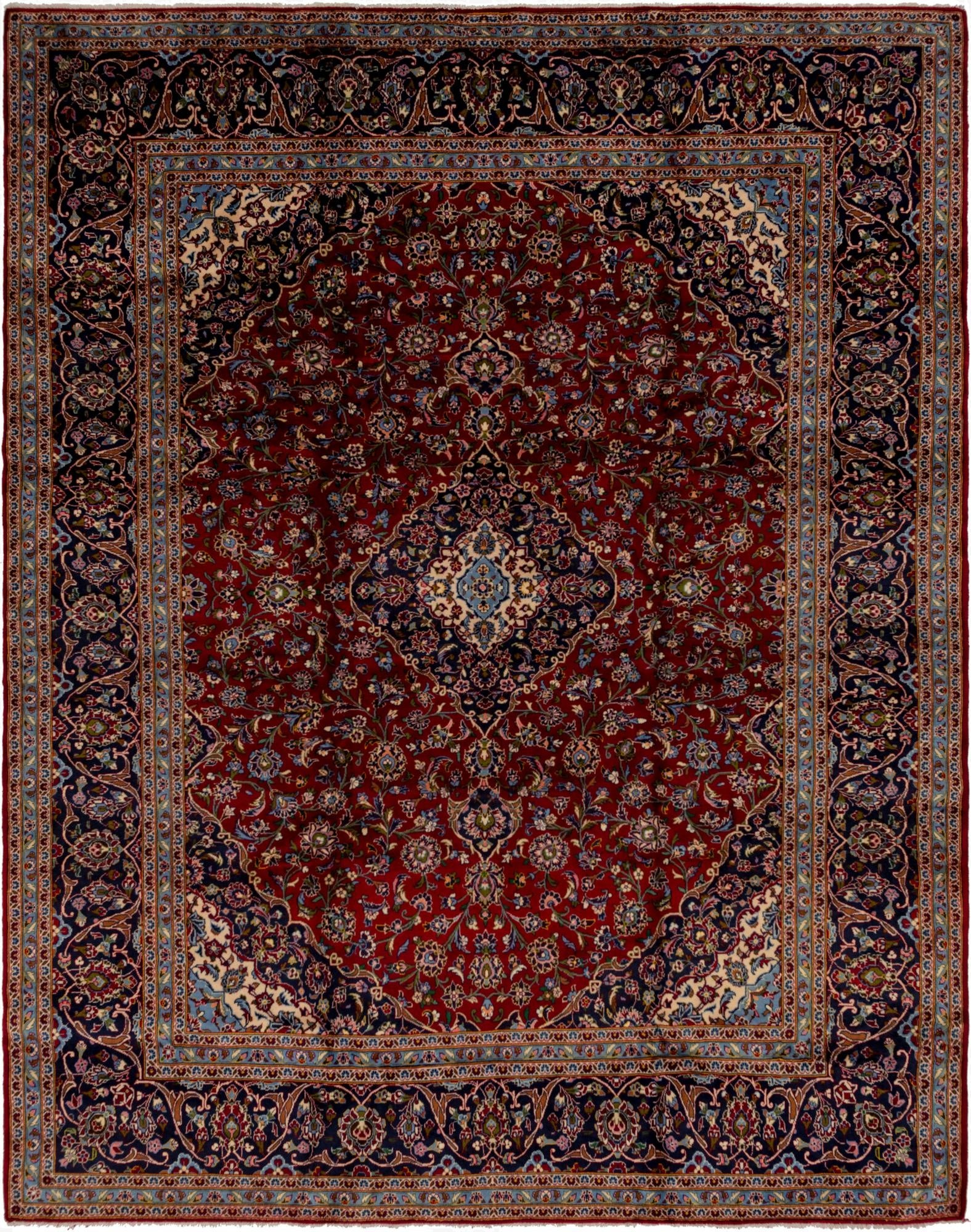 10' x 12' 9  Hand Knotted Kashan Persian Wool Rug