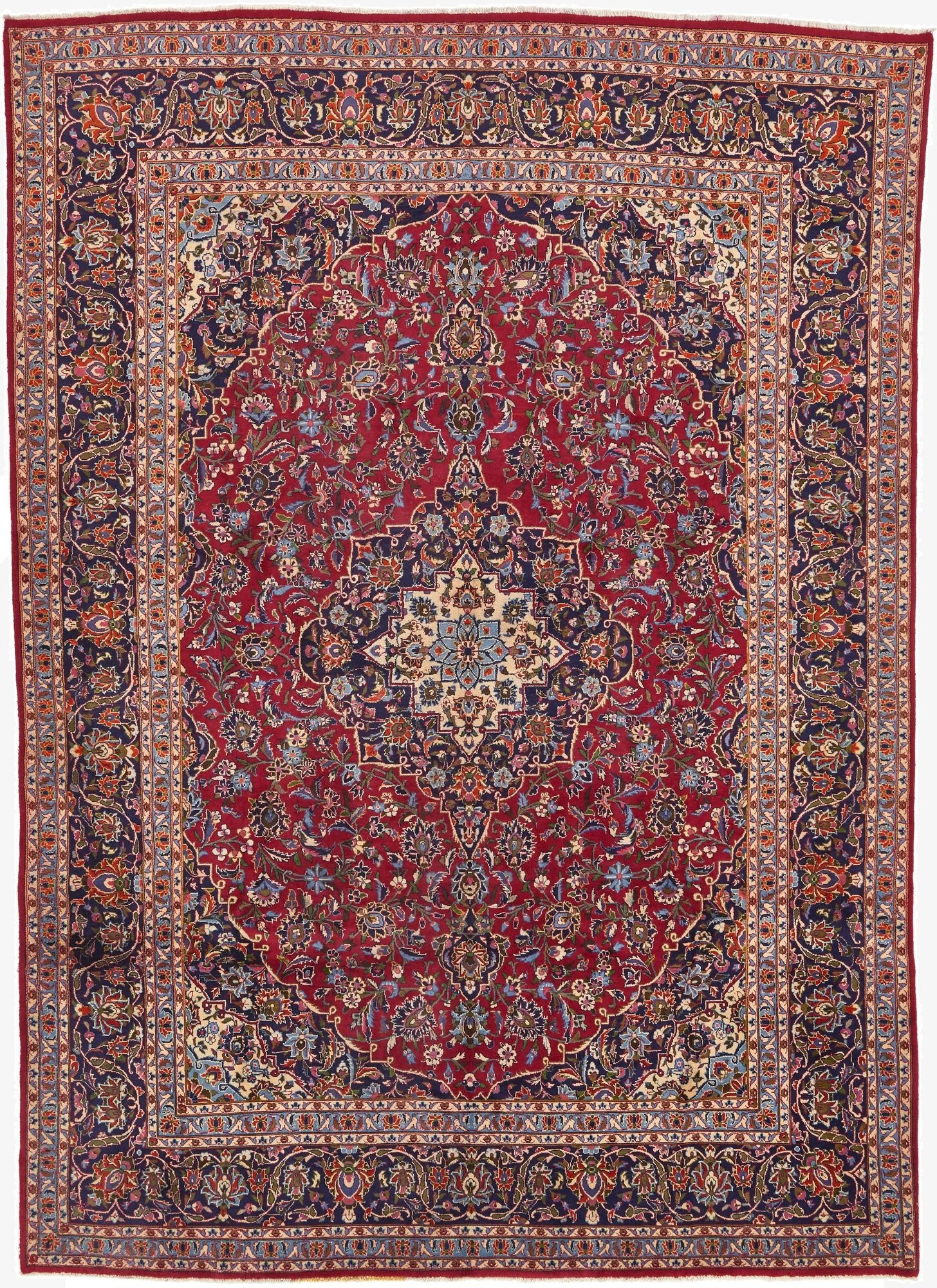 9' 6 x 13'  Hand Knotted Kashan Persian Wool Rug