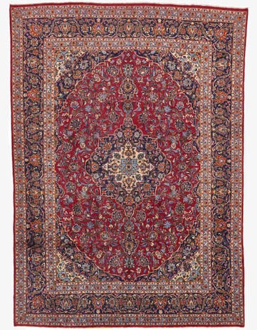 9' 6 x 13' Hand Knotted Kashan Persian Wool Rug