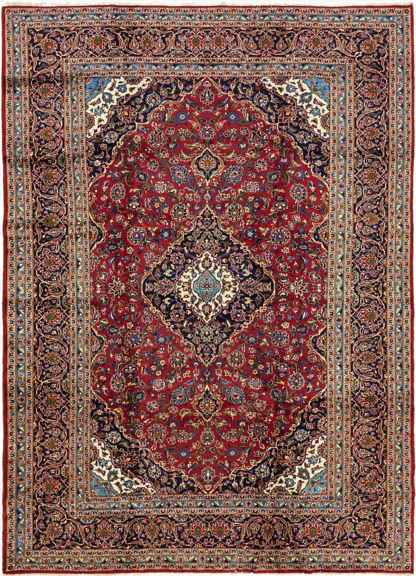 9' 5 x 13' 2  Hand Knotted Kashan Persian Wool Rug