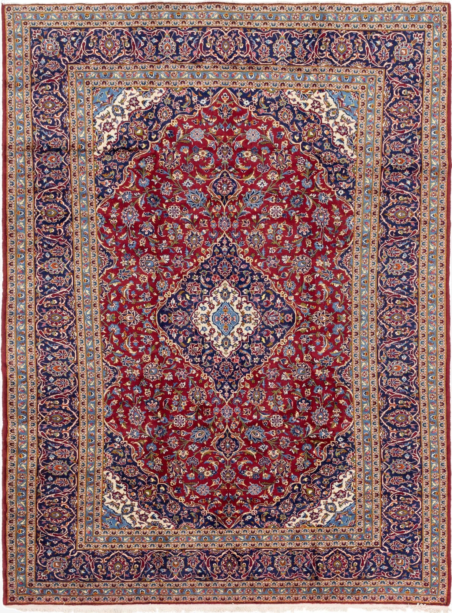 9' 6 x 13'  Hand Knotted Kashan Persian Wool Rug
