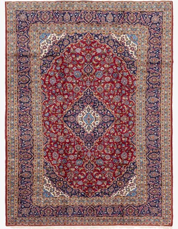 9' 6 x 13' Hand Knotted Kashan Persian Wool Rug