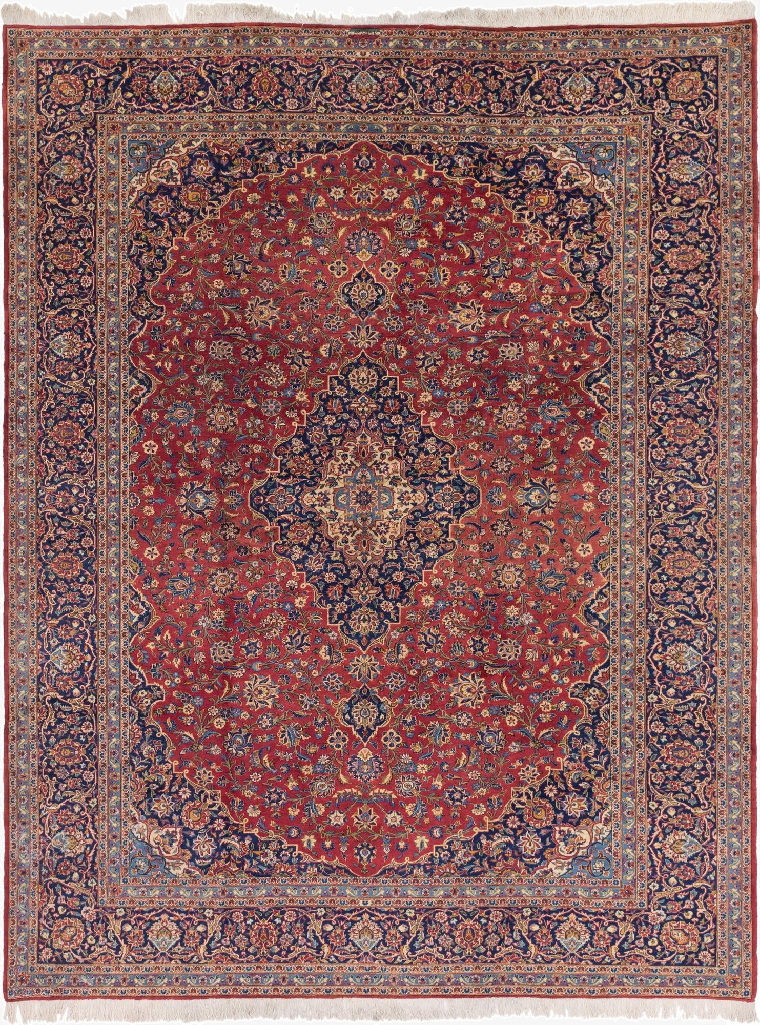 9' 10 x 12' 10  Hand Knotted Kashan Persian Wool Rug