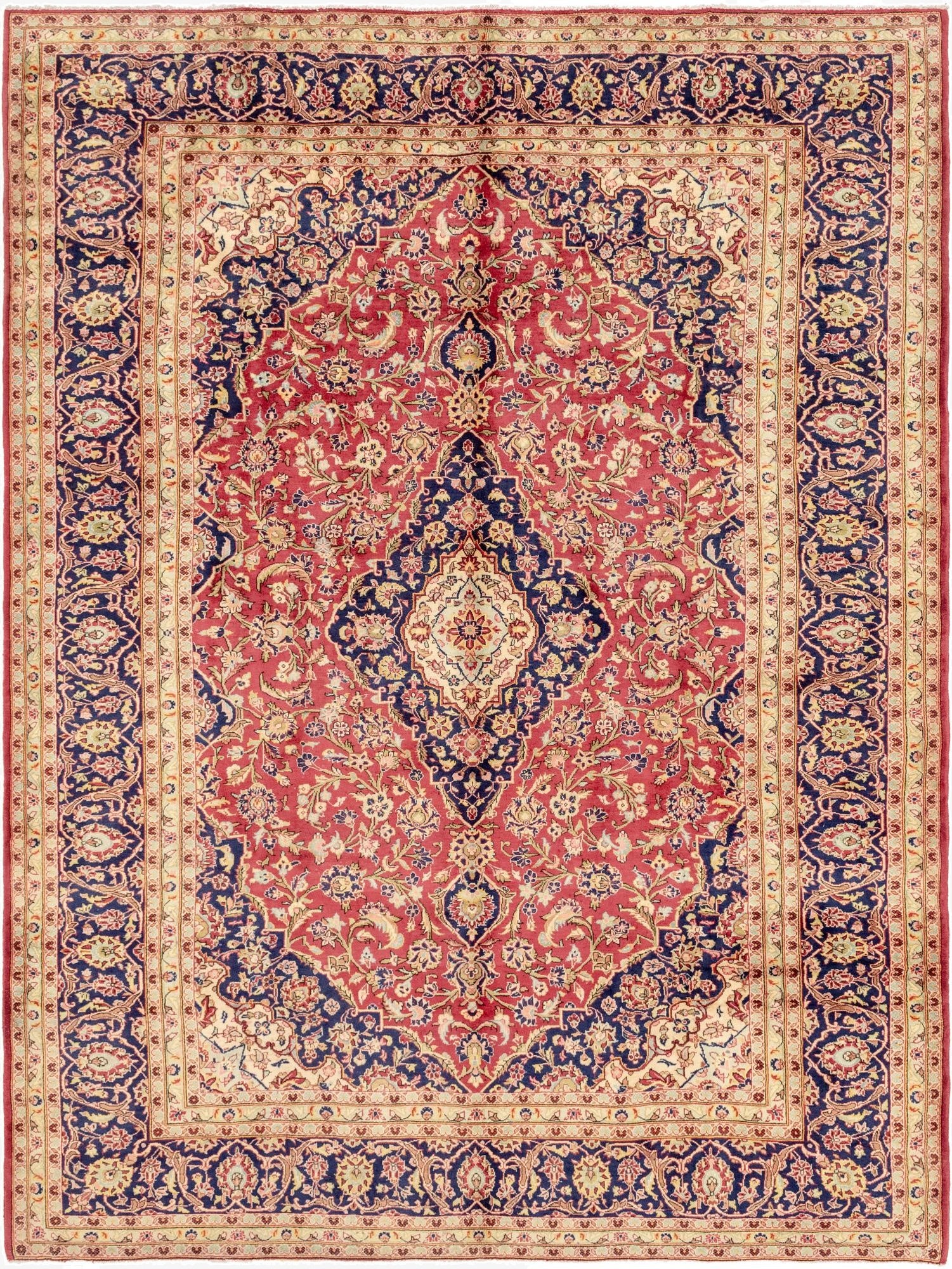 9' 8 x 13'  Hand Knotted Kashan Persian Wool Rug