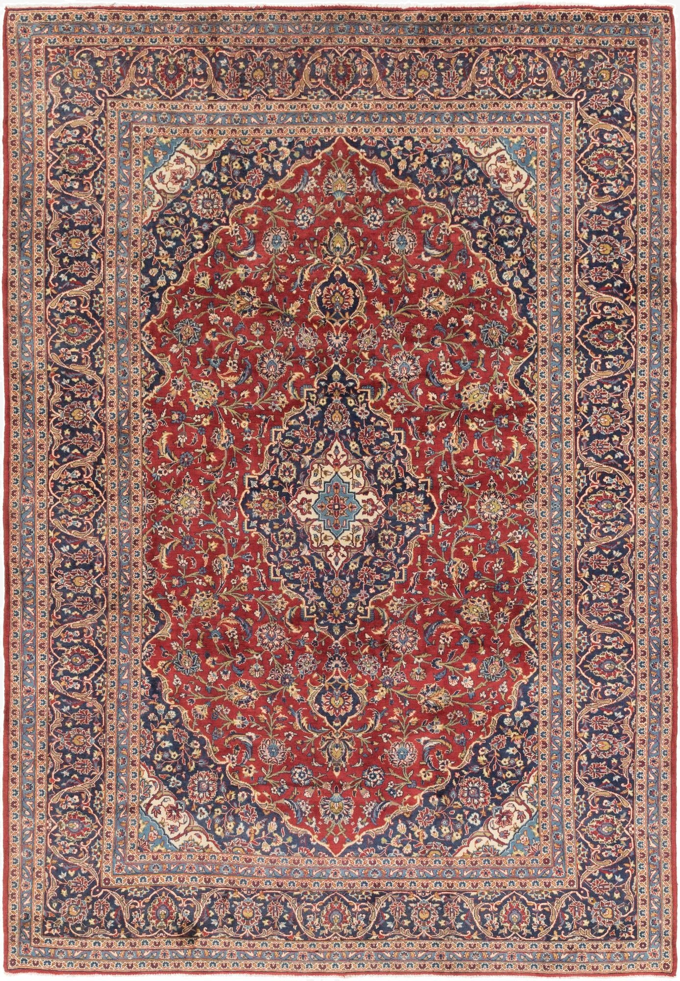 9' 3 x 13' 7  Hand Knotted Kashan Persian Wool Rug