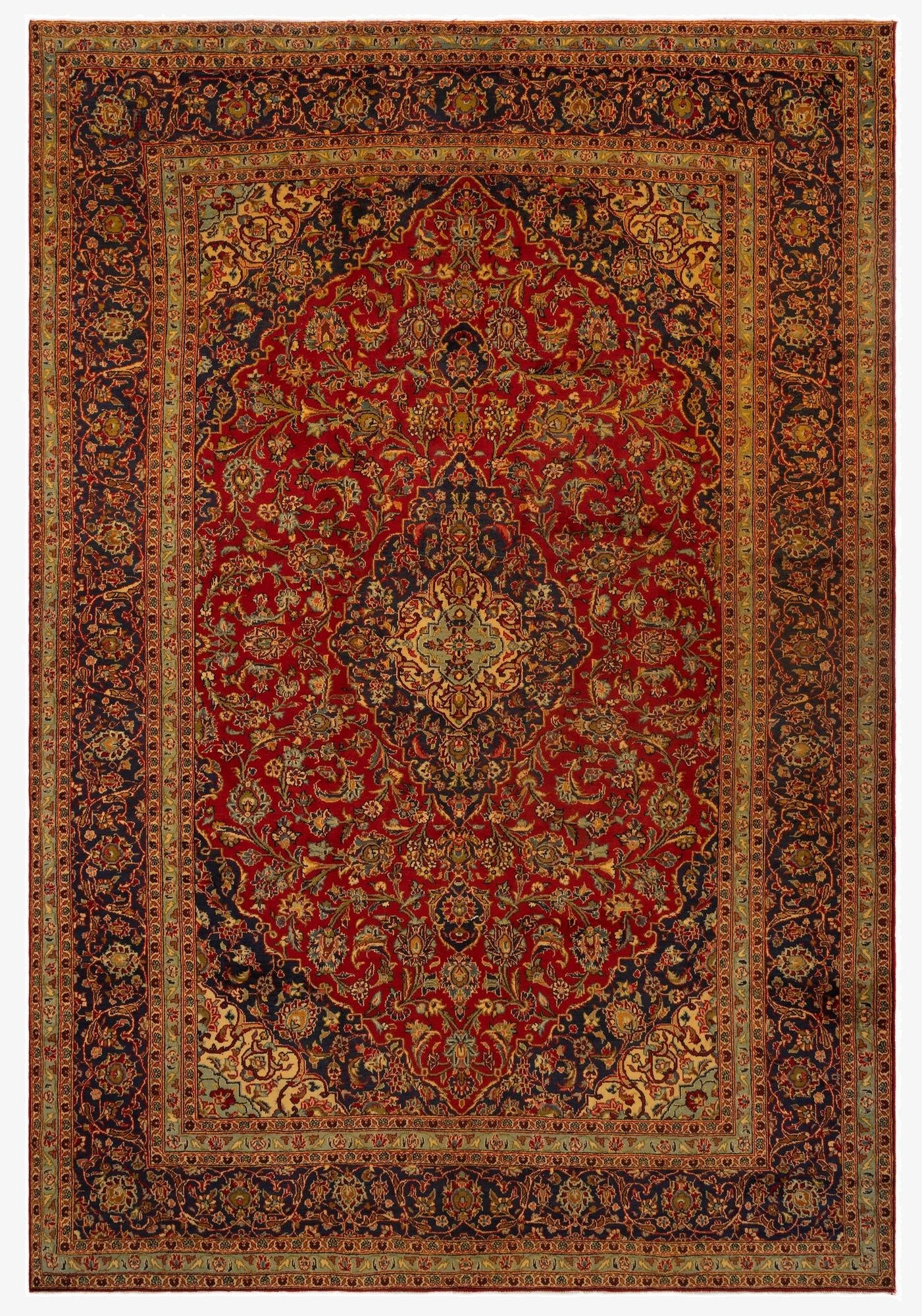 8' 3 x 12' 2  Hand Knotted Kashan Persian Wool Rug