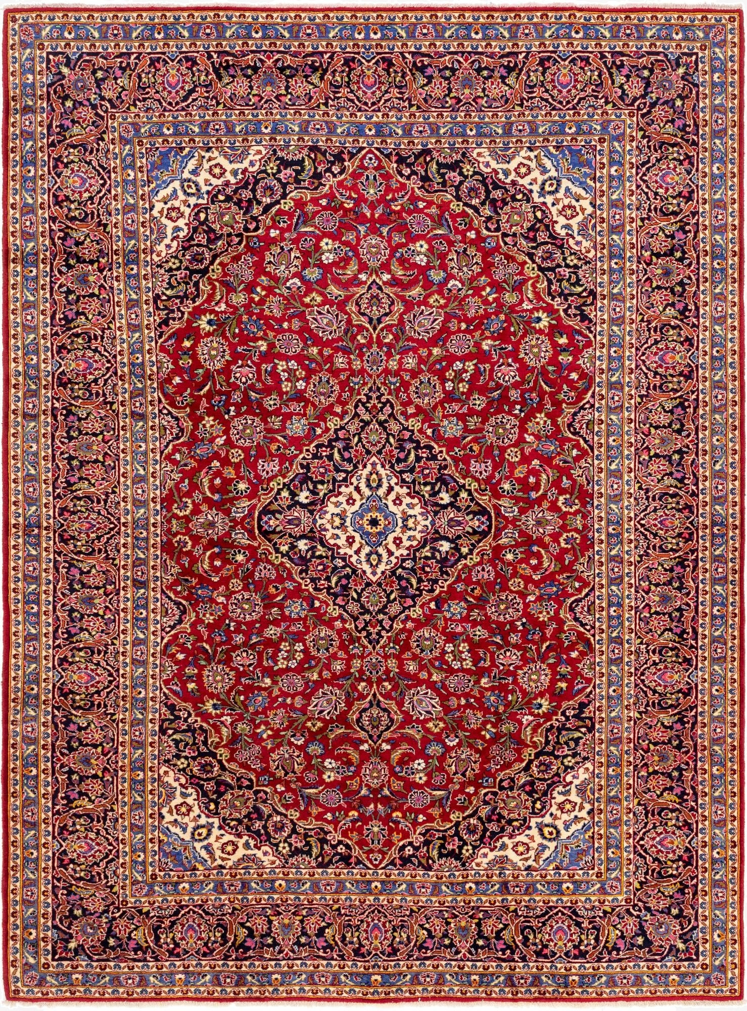9' 8 x 13'  Hand Knotted Kashan Persian Wool Rug