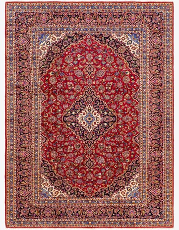 9' 8 x 13' Hand Knotted Kashan Persian Wool Rug