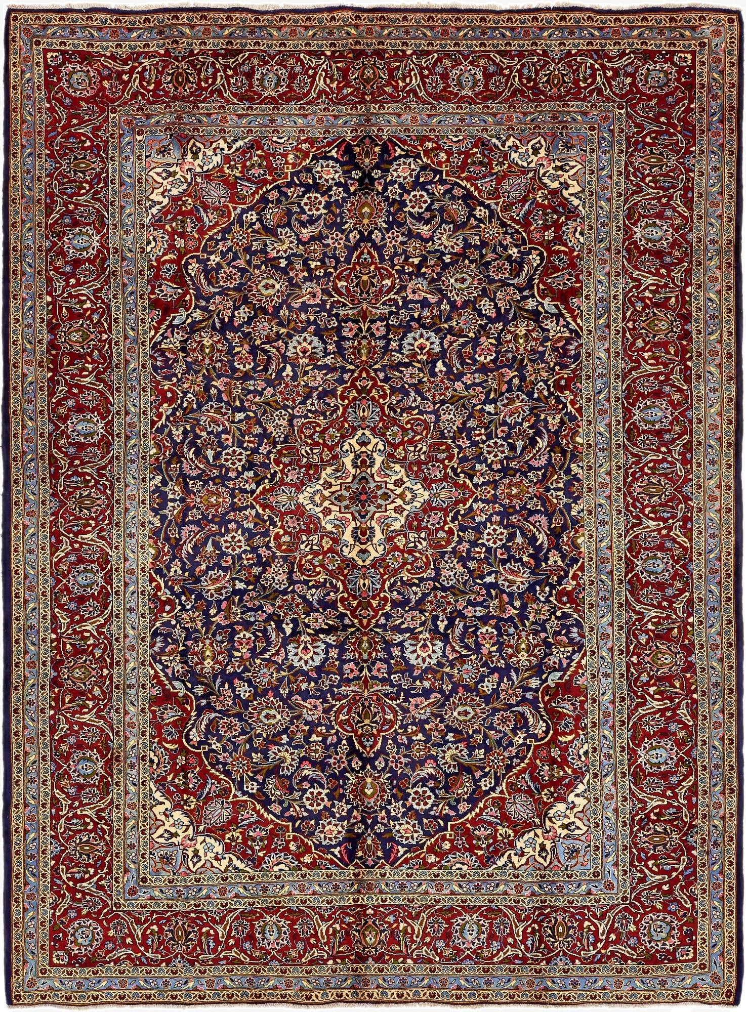 9' 10 x 13' 6  Hand Knotted Kashan Persian Wool Rug