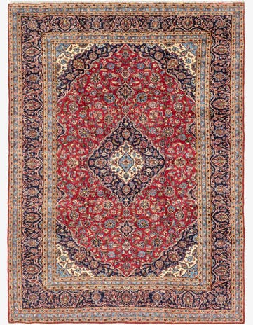 9' 7 x 13' Hand Knotted Kashan Persian Wool Rug