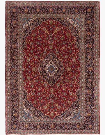 9' 9 x 13' 9 Hand Knotted Kashan Persian Wool Rug