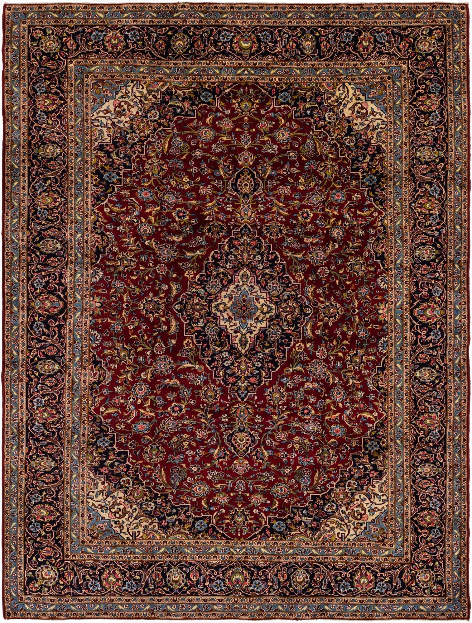 9' 10 x 13'  Hand Knotted Kashan Persian Wool Rug