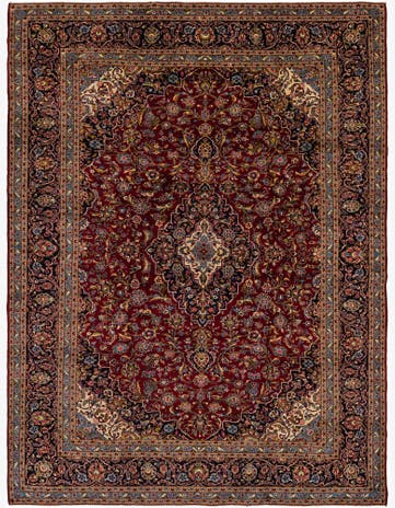 9' 10 x 13' Hand Knotted Kashan Persian Wool Rug
