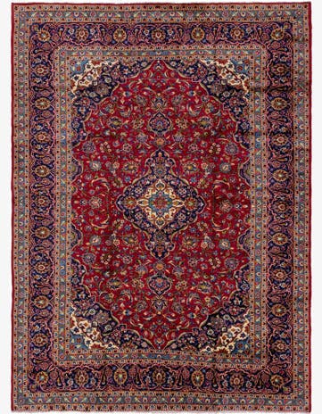 9' 8 x 12' 10 Hand Knotted Kashan Persian Wool Rug